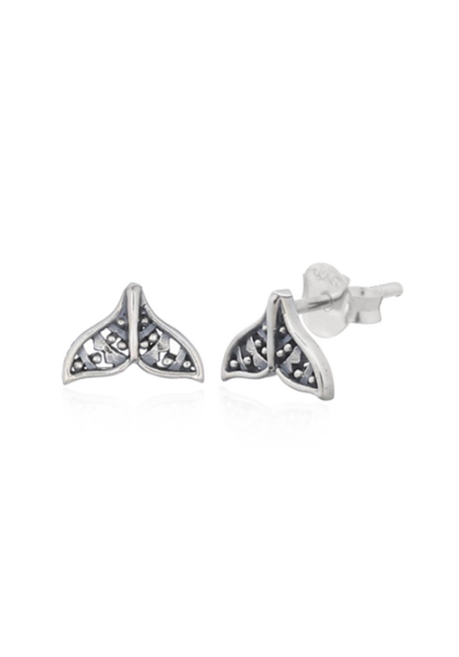 Whale Tail Stud Earring Sterling Silver