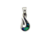 NZ Pāua Fish Hook Pendant Sterling Silver