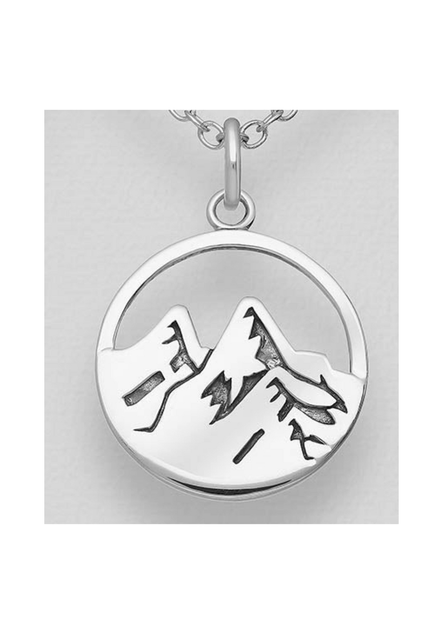 Mountains Pendant Oxidised Sterling Silver