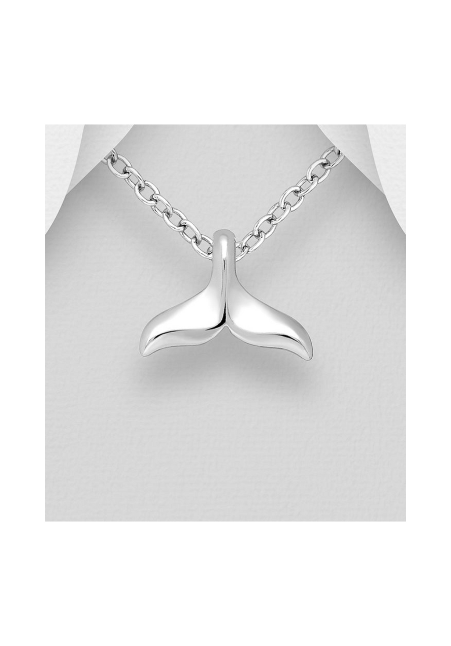 Whale Tail Pendant Small Sterling Silver