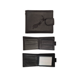 Black Leather Wallet with Embossed NZ Map