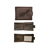 Dark Brown Leather Wallet with Large Fern
