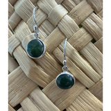 New Zealand Pounamu Sterling Silver Round Drop Earrings