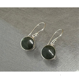 New Zealand Pounamu Sterling Silver Round Drop Earrings