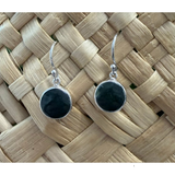 New Zealand Pounamu Sterling Silver Round Drop Earrings
