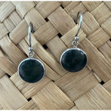 New Zealand Pounamu Sterling Silver Round Drop Earrings (Copy)