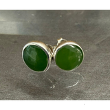 New Zealand Pounamu Stud Earrings in Sterling Silver 8mm