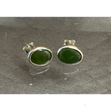 New Zealand Pounamu Oval Stud Earrings in Sterling Silver