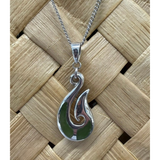 Sterling Silver and New Zealand Pounamu Hei Matau (Fish Hook) Pendant