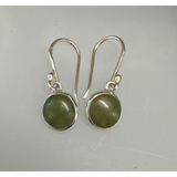 New Zealand Pounamu Sterling Silver Round Drop Earrings