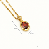 Gold Plated Stainless Steel Necklace with Red Cubic Zirconia