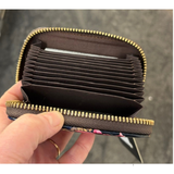Leather Card Holder - Fantail in Hydrangeas
