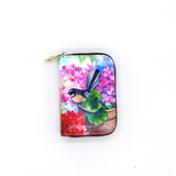 Leather Card Holder - Fantail in Hydrangeas
