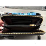 Leather Wallet / Bag with Cell Phone Pocket - Fantail and Hydrangeas