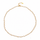 Gold Plated Stainless Steel Glass Pearl Necklace