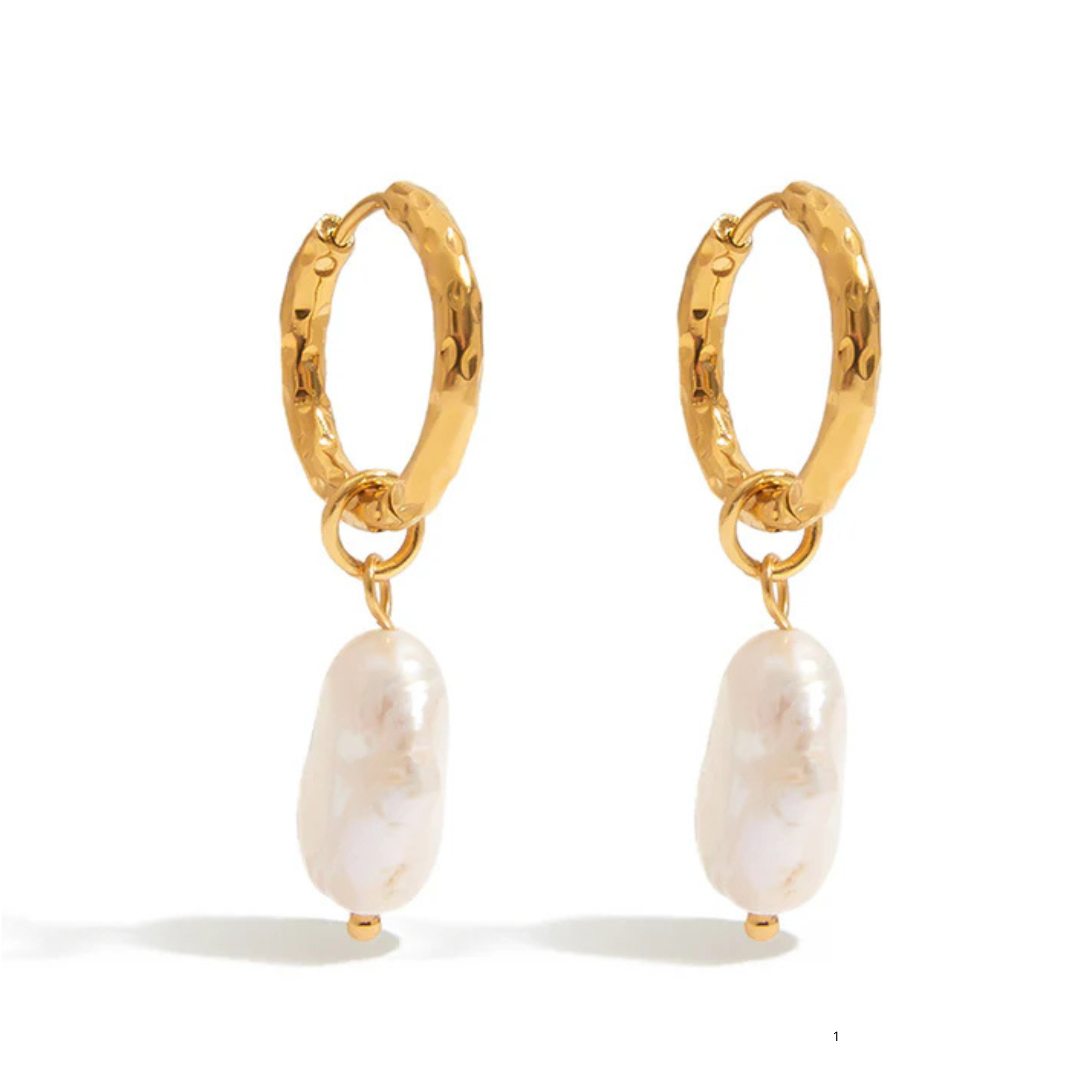 Gold Plated Stainless Steel & Freshwater Pearl Hoop Earrings