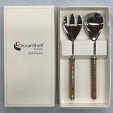 Rimu Salad Servers with Pāua Shell inlay