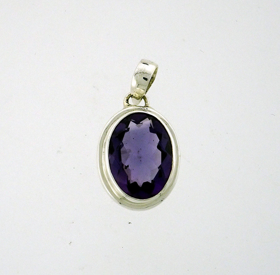 Amethyst Faceted 16x12mm Oval Pendant