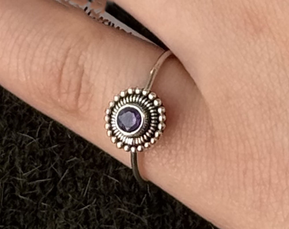 Amethyst Faceted 4mm Ring Decorative