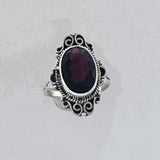 Ring Garnet 25x17mm oval facet