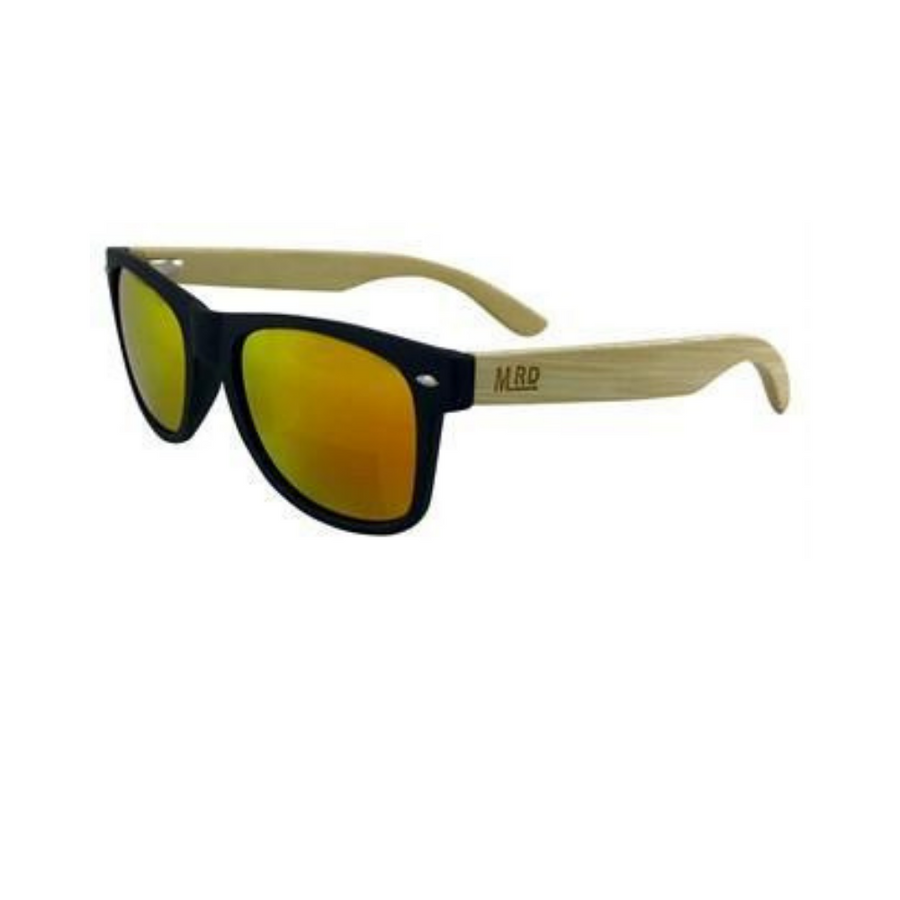 Sunglasses Wooden Arm 50/50 Black Reflective Lens