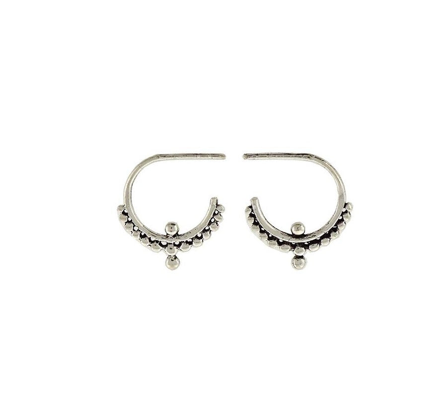 Sterling Silver Boho Style Hoop Stud Earrings