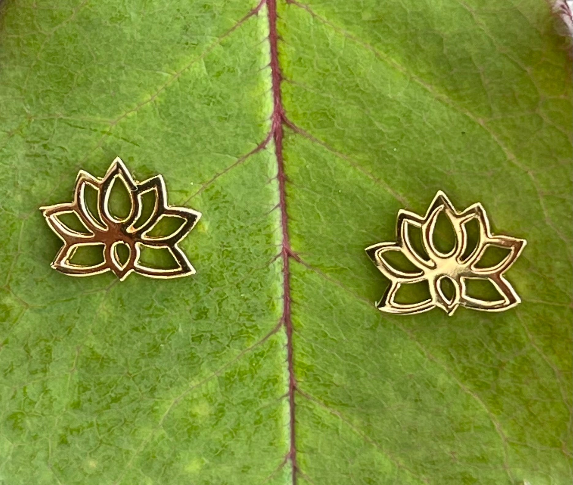 Lotus Flower Stud Earrings Gold Plated