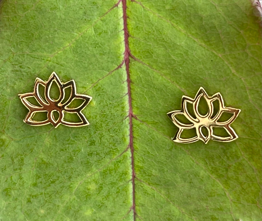 Lotus Flower Stud Earrings Gold Plated