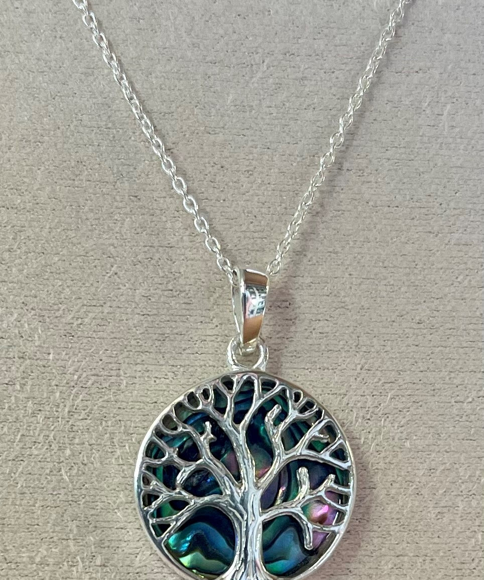 Pāua Pendant Tree of Life Sterling Silver