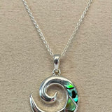 Pāua Pendant Open Spiral Sterling Silver