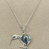 Pāua Pendant Kiwi with Spiral Sterling Silver