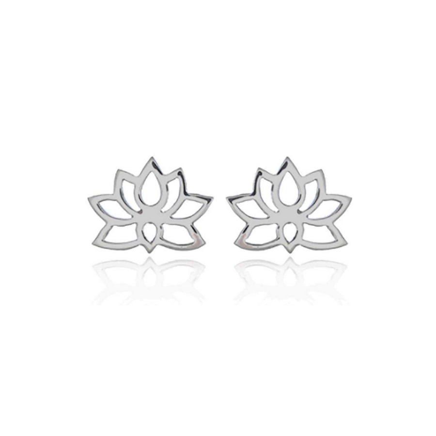 Lotus Flower Stud Earrings Sterling Silver
