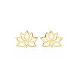 Lotus Flower Stud Earrings Gold Plated