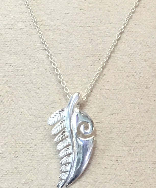 Silver Pendant Fern & Spiral