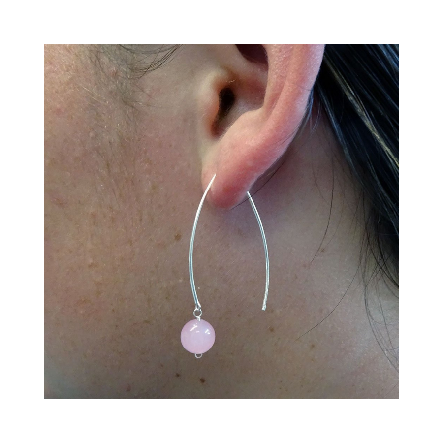 Rose quartz & Sterling silver earrings