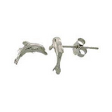 Silver Stud Dolphin Earrings
