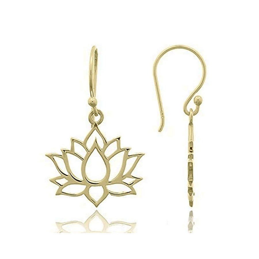 Earrings Gold Plated Lotus Flower 18x15mm 1 micron GP  +  E coat