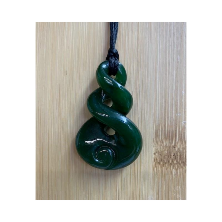 New Zealand Pounamu Pikorua (Triple Twist) Necklace with Engraved Koru