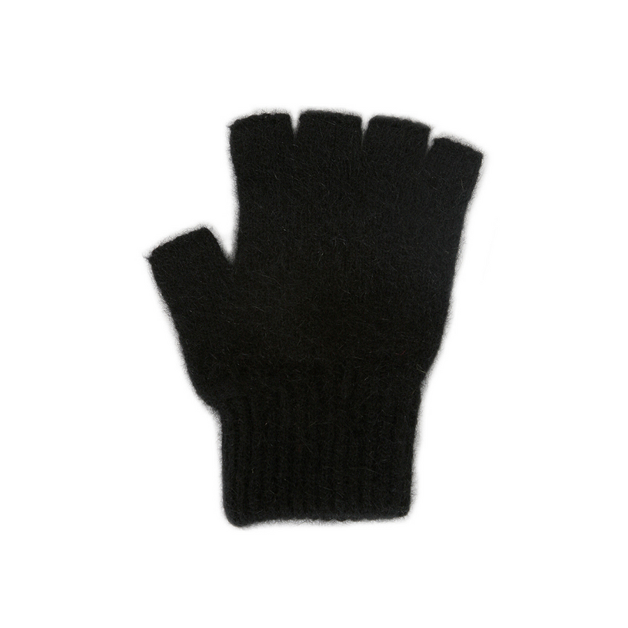 Open Fingered Possum Merino Gloves - Black