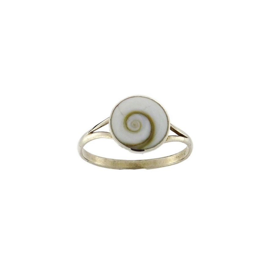 Cats eye shell ring round 10mm