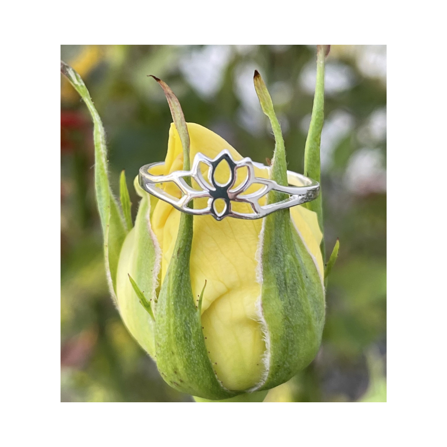 Lotus Flower Ring Sterling Silver