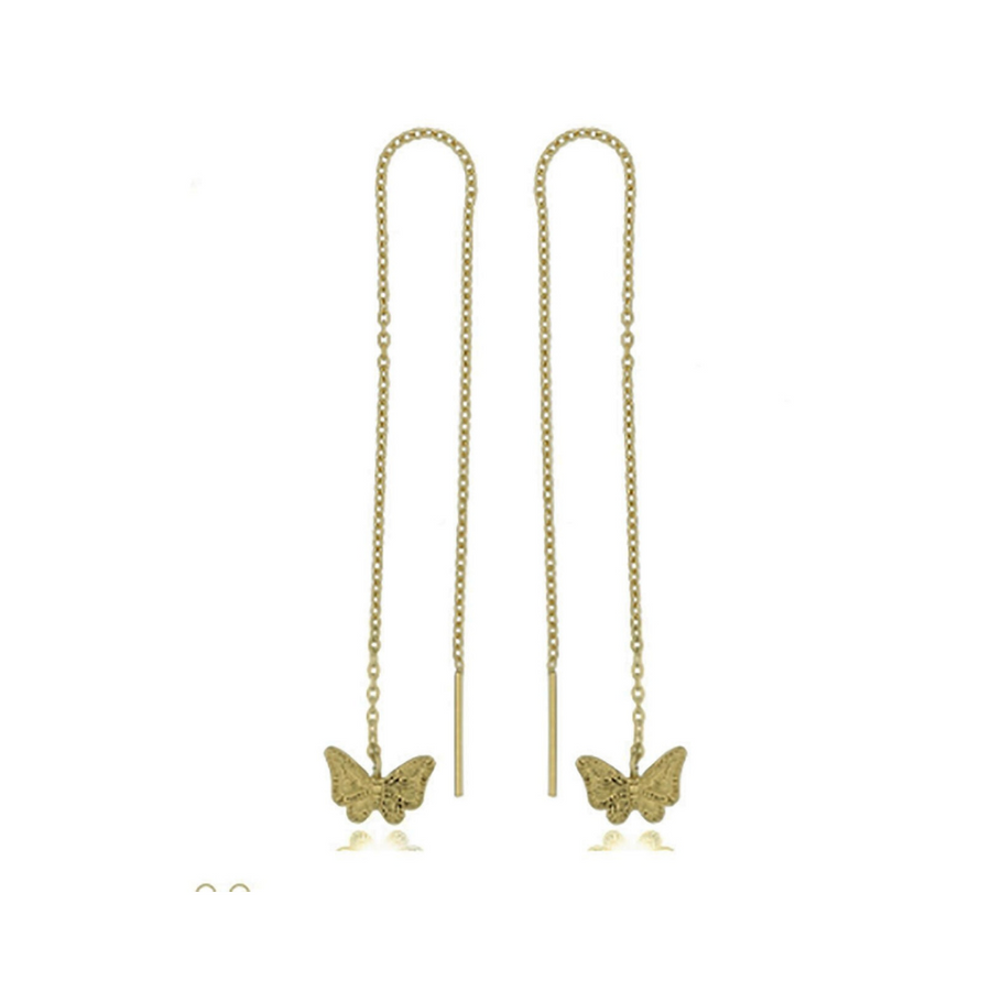 Gold Plated Butterfly Thread Earrings