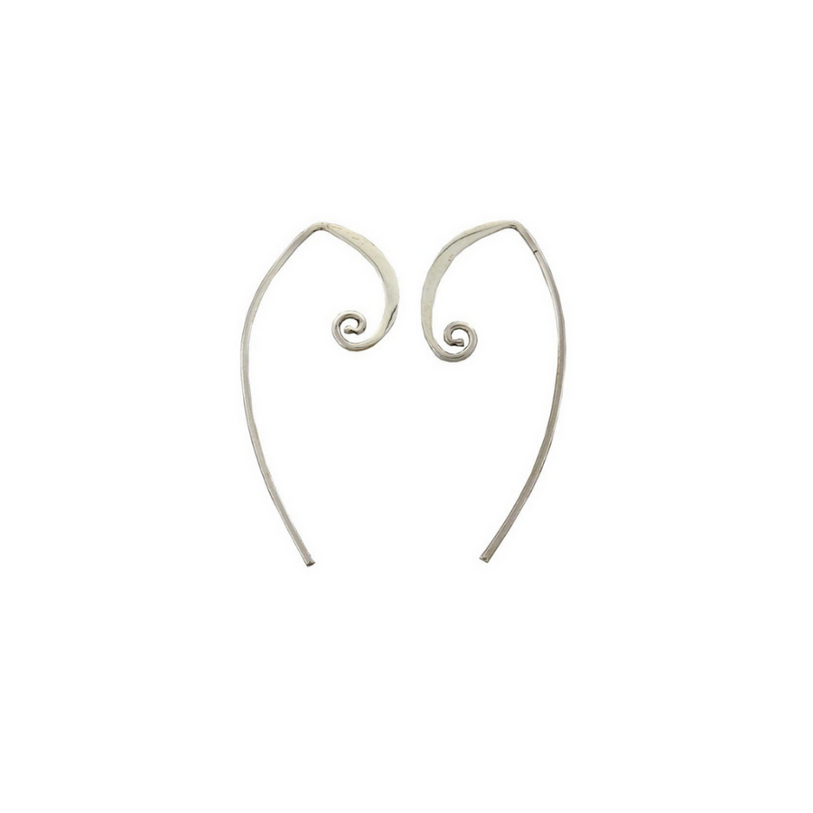 Sterling Silver Koru / Spiral Earrings 15x35mm