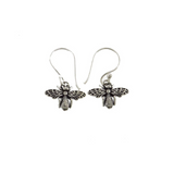 Sterling Silver Honey Bee Drop Earrings