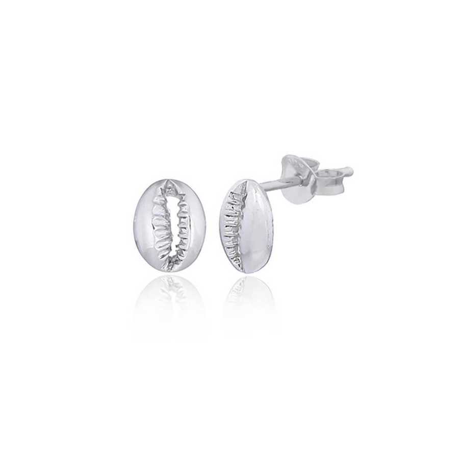 Sterling Silver Cowrie Shell Stud Earrings