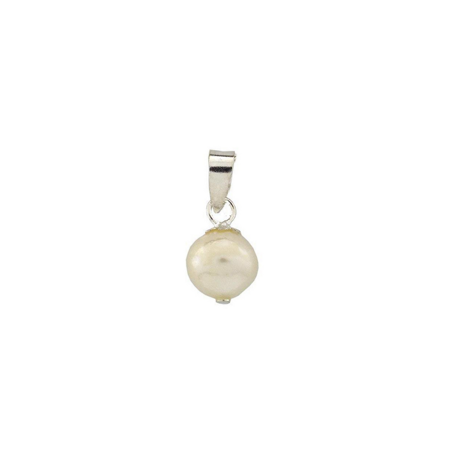 Sterling Silver Round White Pearl Pendant