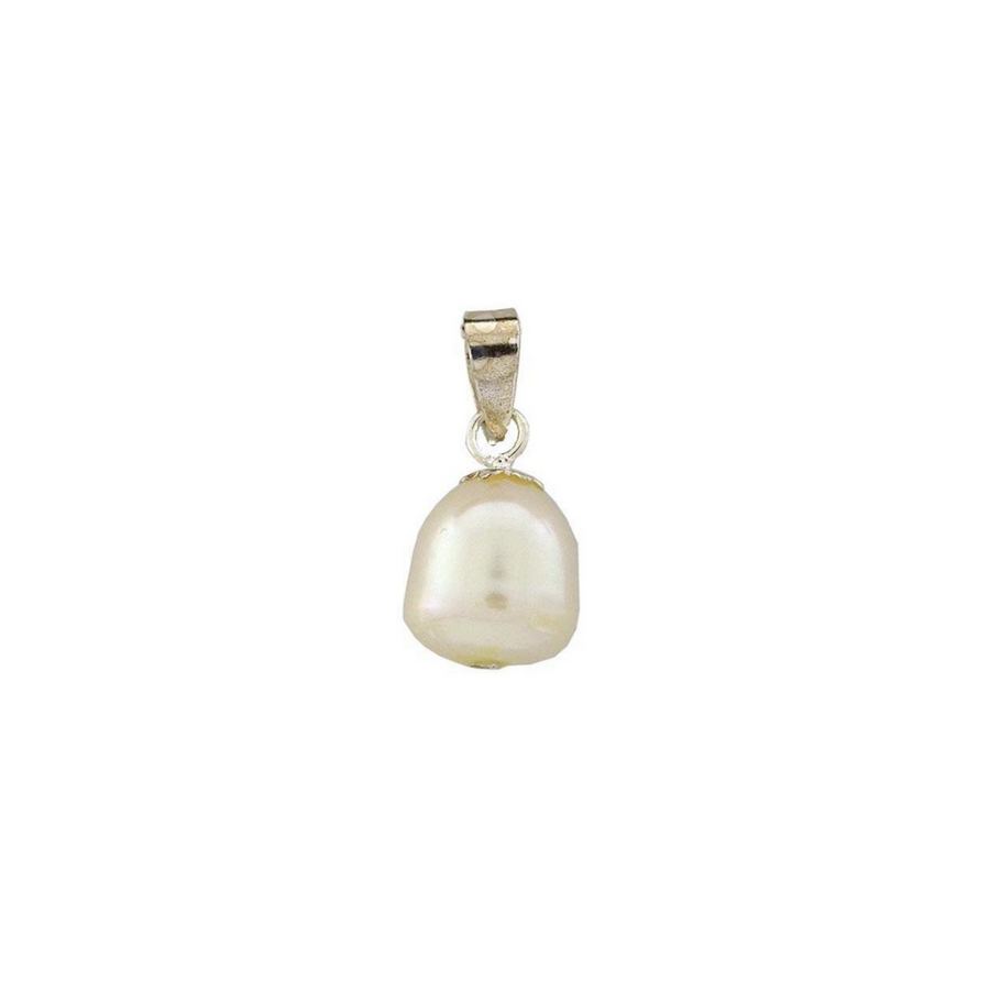 Sterling Silver Oval White Pearl Pendant