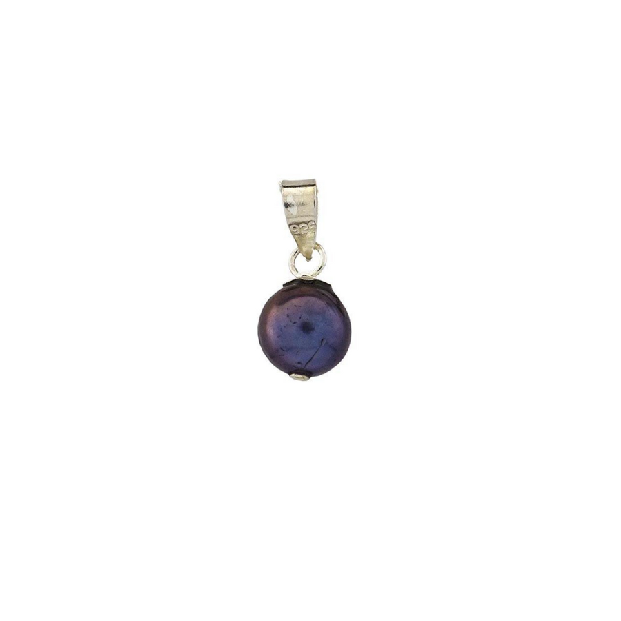 Sterling Silver Round Black Pearl Pendant