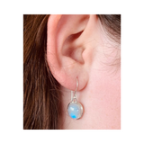 Oval Rainbow Moonstone Earrings set in Sterling Silver