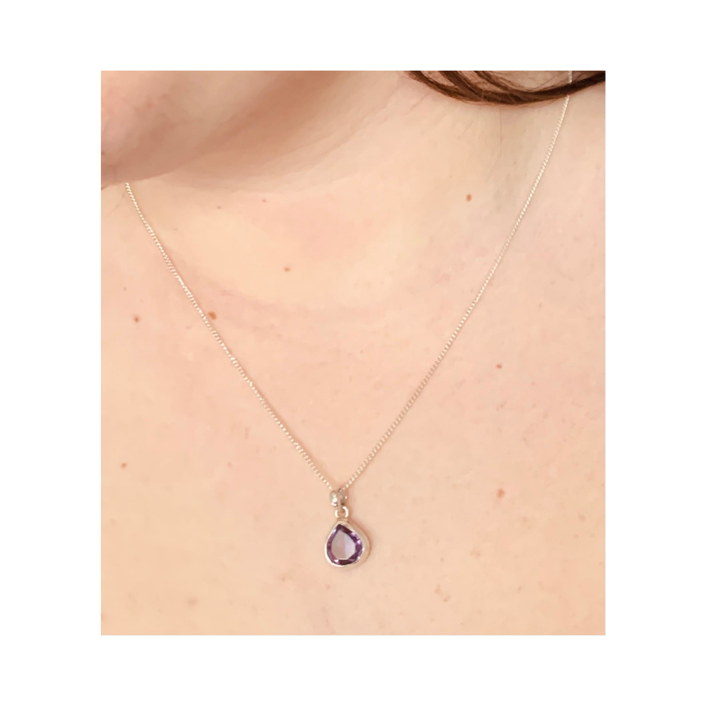 Faceted Teardrop Amethyst Pendant